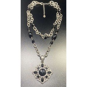 Studio Barse 925 And Faceted Jet Black Onyx Necklace Two Strand Designer